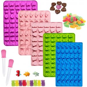 Jexnovashop-5 Pi&egrave;ces Moule Silicone Bonbon Avec Compte Gouttes, R&eacute;utilisable Pour Faire Chocolat, Gla&ccedil;ons, Biscuits Et Bonbons - Neuf