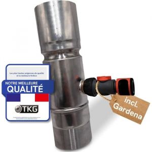 Collecteur d'eau de pluie en zinc pour tuyaux de descente 80 mm - Raccord rapide. - Neuf