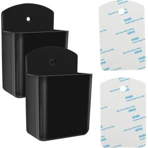 MEVRONISSHOP-Lot de 2 supports universels pour t&eacute;l&eacute;commandes - Auto-adh&eacute;sifs - Support mural pour t&eacute;l&eacute;commande de TV - Classique - Noir - Neuf