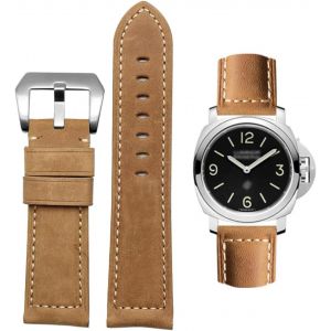Kal-Bracelet De Montre, Bracelet De Remplacement En Cuir Vintage, Bracelet Pour Montres, Bracelet De Remplacement En Cuir Véritable Doux Étanche Avec Outils 20mm 22mm 24mm 26mm Pour Panerai - Neuf