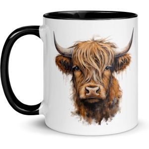 Eryi-Mug Vache Humour Nature Humour Déco Contemplation Cadeau Animaux Original Tasse Café Thé Balade Campagne Randonnée Agriculteur (Highland) - Neuf
