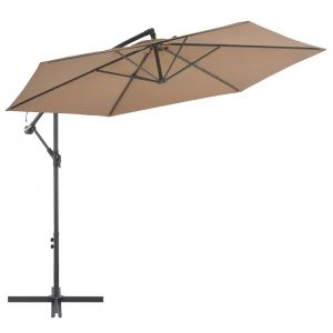 Prolenta Premium - Parasol De Jardin En Porte-&Agrave;-Faux Et Poteau En Aluminium Taupe - Neuf