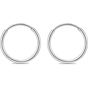 Kal-Petites Boucles D'oreilles Créoles Argent Femme 10 Mm Délicat Boucle D'oreille Creole Argent Pour Cartilage Hautement Polies Anneau Oreille Boucle Doreille Acier Inoxydable Femme Homme Argent - Neuf