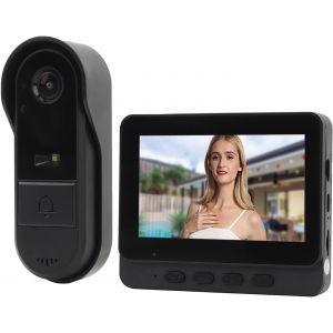 Sonnette Vidéo sans Fil avec Moniteur, Caméra de Sonnette à écran Couleur 1080P 4,3 Pouces, Interphone Bidirectionnel Vision Nocturne IP65 étanche, Système D'interphone Vidéo, - Neuf
