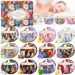 Bougies Parfum&eacute;e,12 Pi&egrave;ces Coffret Bougies Parfum&eacute;es Cadeau,Bougie Decorative,Cire de Soja Naturelles Pour Le Bain,Le Yoga,Le Mariage,No&euml;l,Les Cadeaux D'anniversaire (12 Parfums) - Neuf