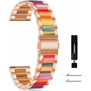 Bnhgo-Dame Métal Bracelet Pour 20mm 22mm, Bracelets De Montre De Remplacement Métallique, Fermeture Rapide Banda De Métal Résine Pour Femme Homme - Neuf