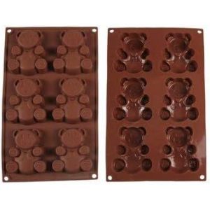 Tianyi-6 Trous Dessin Anim&eacute; Petit Ours Winnie L'ourson G&acirc;teau Moule En Silicone, G&acirc;teau Au Chocolat Pudding Gel&eacute;e Savon Muffin Bricolage Outil De Cuisson, 29 * 17 * 2 Cm - Neuf