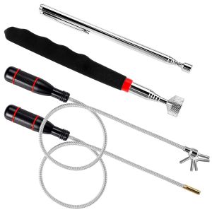 KALANKA-4 Pcs Aimant Telescopique, Aimant Mecanique Flexible, 60CM Outil de Ramassage Aimant&eacute;, Tige R&eacute;cup&eacute;rateur Aimant&eacute;e pour Ramasser de Petites Pi&egrave;ces, Objets M&eacute;talliques(3LB 5LB 15LB) - Neuf
