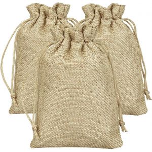 Lot de 10 sacs en toile de jute avec cordon de serrage - 15 x 20 cm - Grands sacs cadeaux en toile de jute - Pour calendrier de l'avent, bijoux, bricolage, cadeaux d'invités, mariage, Noël - Neuf