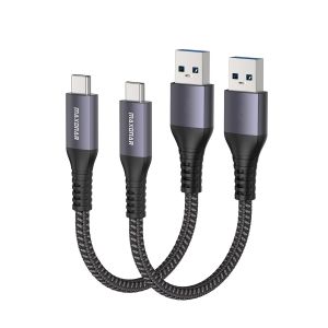 THEF-Câble USB C Court 30cm/0.3M 2Pack 10Gbps Câble de données USB3.2 Gen2 Type C Android Auto QC3.0 Chargeur Rapide USB A à C 3.1A pour Samsung Note20 Galaxy S23/S22/S21 Z Flip 5 Pixel 8 Pro - Neuf