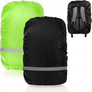 2 Pcs Housse de Pluie pour Sac à Dos avec Réfléchissante(26-40L), Imperméable Housse Sac à Dos avec Croix Antidérapante,Housse de Sac à Dos,Anti-Pluie Couverture,(Noir & Vert) - Neuf