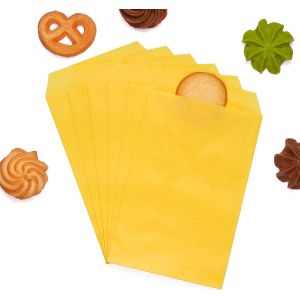 Jaune Citron Plat Moyen Papier Sulfurisé Sacs 4"" X 6"" (10 X 15,2cm) Paquet De 100-Boulangerie Chocolat Savon Invitation Cadeau De Fête - Neuf