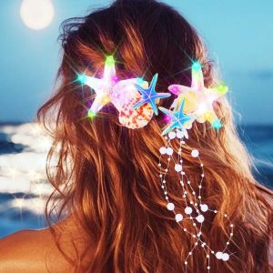 Lbgwp60-Barrette À Cheveux Lumineuse En Forme D'étoile De Mer À Led - Coquillage Blanc - Accessoire De Cheveux Pour Femme - Neuf