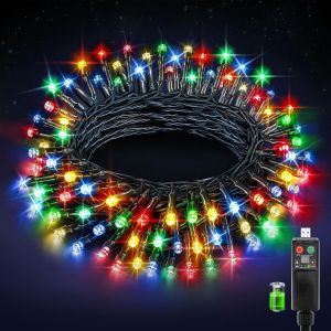 Guirlande Lumineuse,Guirlande Lumineuse Exterieure Rechargeable Usb Avec 800mah Batterie,10+3m 100led Guirlande Exterieur,8 Modes,Minuterie,Fonction Mémoire,Étanche Ip44 Noël Decoration,Rgb - Neuf