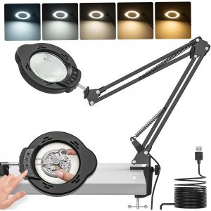 Nouvelhorizonstore-Am&iquest;&iquest;Lior&iquest;&iquest;E Lampe De Bureau Loupe, 15x 10x Led Loupe Avec Lumi&iquest;&iquest;Re Avec Pince Et Bras Pivotant, Lampe De Bureau Avec 5 Modes De Couleurs R&iquest;&iquest;Glables Pour Lecture, R&iquest;&iquest;Paration, Artisanat - Neuf