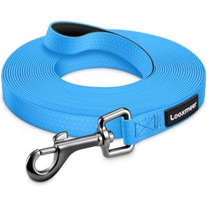 Longe Pour Chien, 3 M/5m/7m/10m/15m/20m/25m/30m, Laisse Chien Avec Poign&eacute;e Et Sac De Rangement, Laisses &Eacute;tanches Pour Chiens De Dressage De Toutes Tailles, Laisse Longue Robuste (Bleu) - Neuf