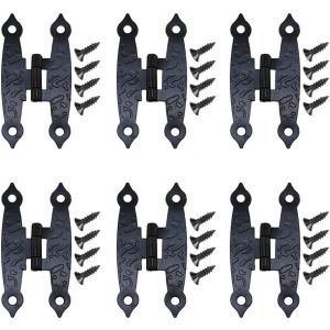 10 Pi&egrave;ces Antique Noire Armoire Porte Bagages Charni&egrave;res Hinges D&eacute;coration Hinges avec Vis Charni&egrave;res en M&eacute;tal Charni&egrave;re &agrave; Fleurs Quincaillerie Ancienne Charni&egrave;res, 65 * 33mm - Neuf