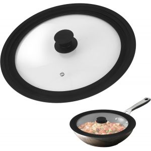 Kalanka-Couvercle Universel, Couvercle Poele En Verre Avec Valve De Sortie Et Bord En Silicone, Durable Et R&eacute;sistant &Agrave; La Chaleur, Pour Casseroles Et Po&ecirc;les De 28/30/32 Cm De Diam&egrave;tre (16-18-20cm) - Neuf