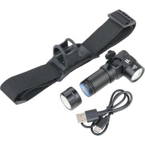Lampe De Poche/Lampe Pliante Multifonction : Travail/Sécurité Et Lampe Frontale - Eco Knicklicht Micro - 5 Fonctions D'éclairage - Fond Magnétique Rechargeable - Aluminium - Noir - Neuf