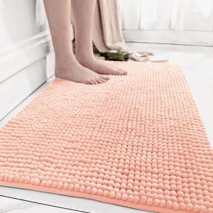 Kal-40x60cm Chenille Tapis De Bain, Super Absorbant Séchage Rapide Tapis De Bain, Microfibre Tapis De Bain Antidérapants Pour Salle De Bain Lavable En Machine, Moelleux Tapis De Bain (Rose) - Neuf