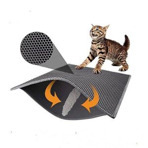 Tapis De Liti&egrave;re Pour Chat En Nid D'abeille - Pliable, Imperm&eacute;able, Double Couche Pour Un Nettoyage Facile Et Des Sols Propres - Neuf