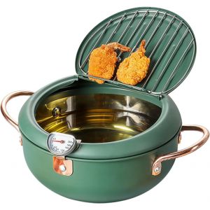 Friteuse Tempura En Acier Inoxydable, Profonde Avec Thermom&egrave;tre, Couvercle Et &Eacute;gouttoir &Agrave; Goutte D'huile, Po&ecirc;le &Agrave; Frire Non Rev&ecirc;tue De Style Japonais Pour Frites De Cuisine, Poisson - Neuf