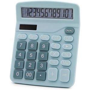 Calculatrice de bureau &agrave; fonction standard double puissance calculatrice &eacute;lectronique 12 chiffres grand &eacute;cran LCD calculatrice (bleu) - Neuf