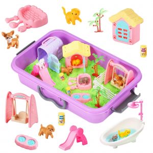 Animal de compagnie Sensorielle Box pour les Chiens et les Chats, Interactive Module Sensoriel de Sable, les Enfants de 3 &agrave; 6 Ans, les Soins pour Animaux de compagnie Jeu de R&ocirc;le Jouets Jeu - Neuf