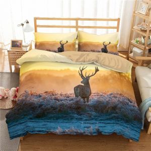 Cerf Housse De Couette, Parure De Lit Double Multicolore Cerfs Multicolore Avec Taie D'oreiller Xcm / Personnes (X Cm,Cerf E) - Neuf