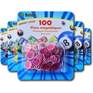 Eryi-- Jeton Loto Magnétique Rose - 100 Pions Magnétiques - 17 Mm De Diamètre - Coloris Au Choix - Bleu, Orange, Jaune, Vert, Rouge, Violet, Etc... - Bingo (Rose) - Neuf