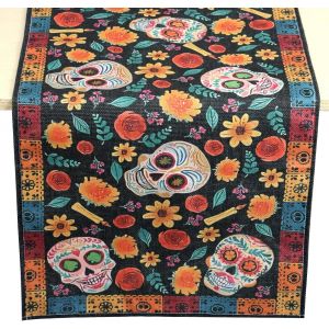 Sjzg-Chemin De Table T&ecirc;te De Mort, Nappe Dia Los Muertos Chemin Table Mexicain D&eacute;coration D'autel Pour La Maison La Cuisine Les F&ecirc;tes - Neuf