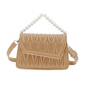 Sac bandouli&egrave;re femme en cuir PU avec anses en perles et ceinture ajustable. - Neuf