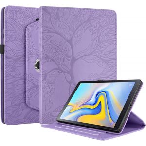 Coque Pour Samsung Galaxy Tab A 10.5 2018 Sm-T590/T595 &Eacute;tui Support Rotatif &Agrave; 360 Degr&eacute;s Pu Cuir Housse De Protection Avec Porte-Pencil Pour Galaxy Tab A 10.5 Pouces 2018 Violet - Neuf