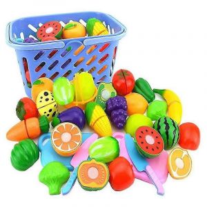 23 Pcs Simulation Cuisine Coup&eacute;e Fruit Jouet Ensemble, Ensemble De Maison De Jeu Avec Panier Pour Le Jeu De R&ocirc;le Des Enfants - Neuf