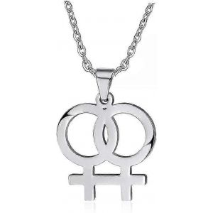 Gay Amp; Lesbian Lgbt Pride Collier Pendentif En Acier Inoxydable Couple - Neuf