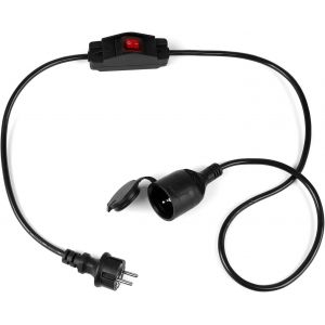 1.5m C&acirc;ble d'Extension avec Interrupteur, Extension avec Double Fiche de 1,5 et 1 mm&sup2; 16A 250V 3680W Extension C&acirc;ble &eacute;lectrique Ext&eacute;rieur avec Capuchon de Protection pour Maison Ext&eacute;rieur IP44 - Neuf