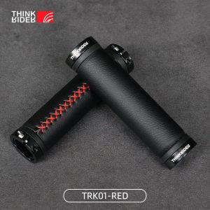 Thinkrider Poignées De Guidon De Vélo En Fibre De Cuir,Extrémité De Barre,Couverture De Poignée,Verrou En Aluminium Antidérapant,Convient Pour Scooter Et Vtt - Type Trk01-Red - Neuf