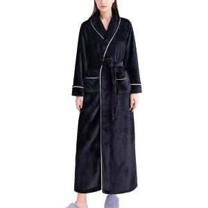 Robe De Chambre Polaire Hiver Chaud Femme Homme Peignoir Long En Velours Femme Unisexe Peignoir De Bain Avec Ceinture - Neuf