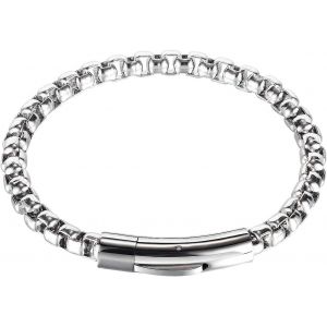 Kal-Bracelet Cha&icirc;ne Acier Inoxydable, Bracelet Cha&icirc;ne Rolo Cha&icirc;ne Cubaine Bracelet Homme Acier Inoxydable Bracelet Cha&icirc;ne Bo&icirc;te Homme Bracelet En Acier Inoxydable Pour Homme Femme Bijoux - Neuf