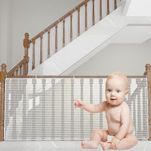Yemaesre-Filet De Protection Pour Escaliers, Filet De Sécurité Pour Enfants, Filet De Protection D'escaliers De Balcon, Balustrade Escalier Filet, Filet Escalier, Filet Protection Balcon 2mx79cm Blan - Neuf
