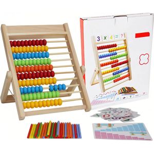 Abaque Bois Aide Calcul, Mathematiques Bouliers, Boulier Règle Calcul, Boulier Enfant, Avec 100 Perles, 100 Baguettes De Comptage Et 80 Cartes Numériques, Pour Les À Partir De 3 Ans[Z1323] - Neuf