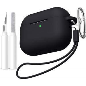 LORANKA-Coque pour AirPods Pro 3 2025 &iquest; &Eacute;tui en Silicone Anti-Choc Durable Compatible avec Apple AirPods Pro 3 Case, Incluant Un Kit de Nettoyage, Carabiner & lani&egrave;re [LED Visible] &iquest; Noir - Neuf