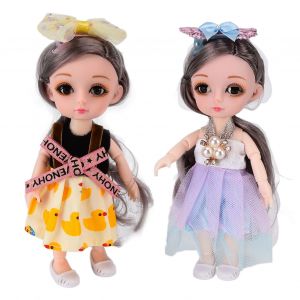 Poupee Bjd 6,7 Pouces, Jouets De Mode Avec Ensemble Complet De Vetements, Chaussures, Perruque, Maquillage Et Articulations Mobiles - Neuf