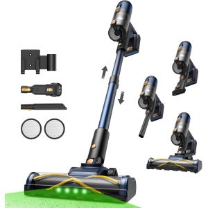 Aspirateur Balai sans Fil, 50Min/50Kpa/450W Aspirateur sans Fil Puissant, Brosse pour Sol améliorée,Technologie GreenEye,Chargement Mural, Aspirateur pour Tapis,Sols -Indigo - Neuf