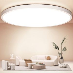 &Oslash;50cm Led Plafonnier, 4000k, 48w, 4800lm, Ip44, Pour Salle De Bain, Chambre, Cuisine, Salon, Bureau, Porche - Neuf