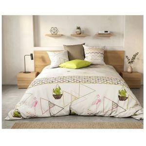 Parure De Lit 240 X 260 Cm Cactus Blanc - Neuf