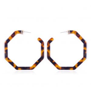 Boucles D'oreilles A Tige Geometriques En Alliage Pour Femme, Motif Leopard Polygonal (Imprime Leopard Fonce) - Neuf