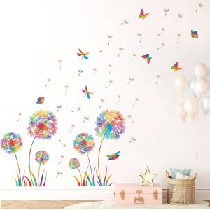Eryi-Stickers Muraux Pissenlit Coloré,Fleur Sticker Mural Enfants Fille,Autocollant Mural Pissenlits,Autocollant Mural Fleur,Sticker Mural Plantes De Chambre De Bébé Salon Cuisine Fenêtre Décoratifs - Neuf