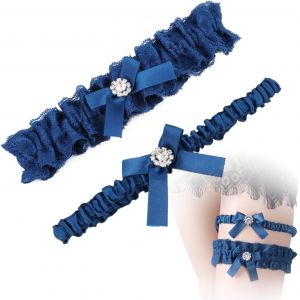 Jarretière De Mariage Bleue, Lot De 2 Jarretières Élastiques, Accessoires Pour Robe De Mariée (Taille Unique), Cadeau De Mariage Pour La Mariée. - Neuf