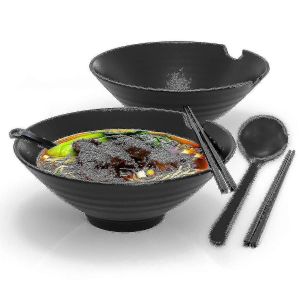 Quantit&eacute; De Set De Bols &Agrave; Ramen 6 Pi&egrave;ces Avec Garniture De 1000 Ml - Set De Vaisselle Traditionnelle Japonaise Avec Chopst - Jz - Neuf